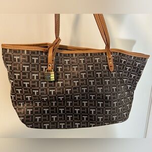 Elegant Brown Patterned Tote by Tommy Hilfiger